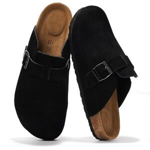 NEW Project Cloud Clogs Sz 37/6 Black Suede Memory Foam Leather Insole Comfort